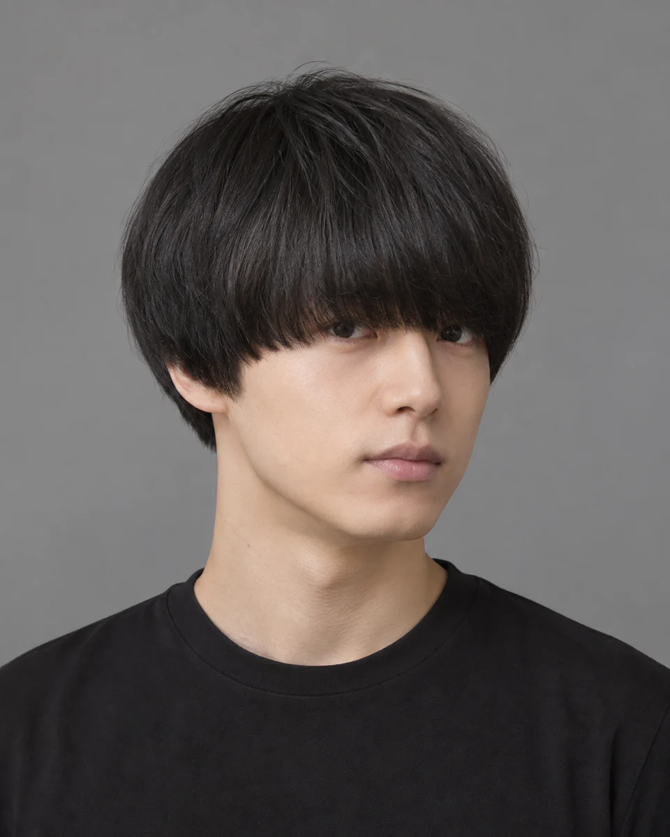 2021年の黒髪の重め王道マッシュ