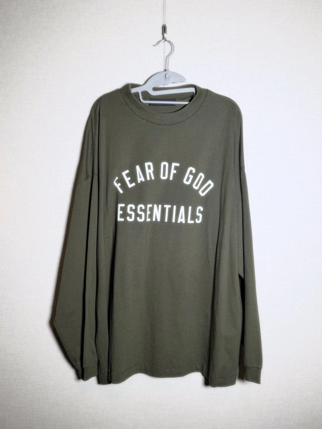 ESSENTIALS FEAR OF GOD Jersey Long Sleeve Tee Military 1枚目