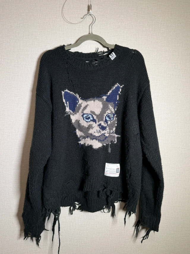 Maison MIHARA YASUHIRO キャットグラフィック ダメージニット 1枚目