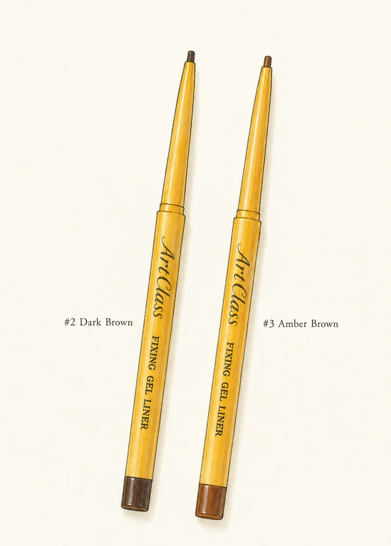 Artclass Fixing Gel Linerのダークブラウンとアンバーブラウンを描いた商品イラスト